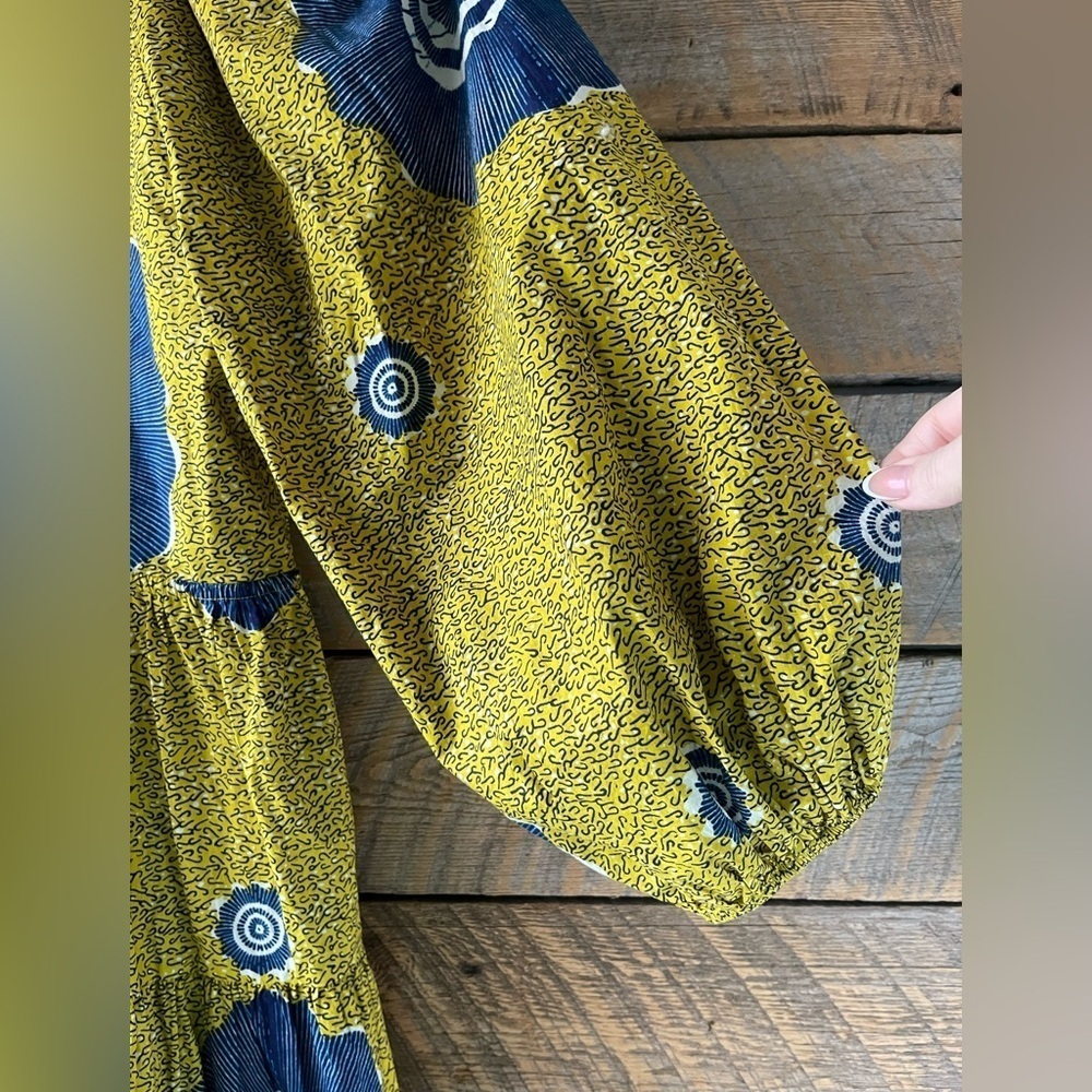 Ulla Johnson Sz 2 Emelyn 100% Cotton Dress Puff Sleeve Bold Print Wedding Event - Picture 6 of 16